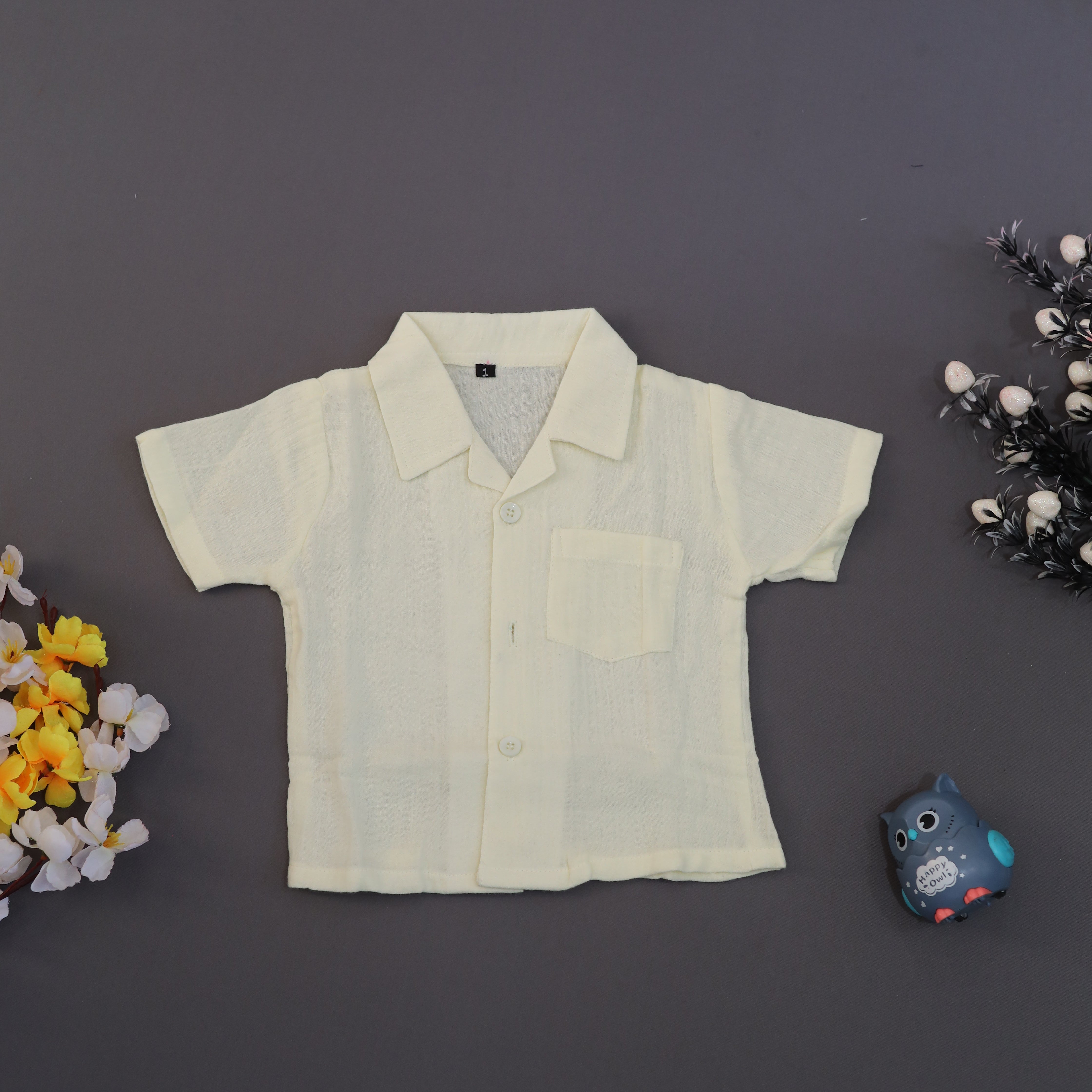 Kukus91 Kids Plain Muslin Shirt & Short