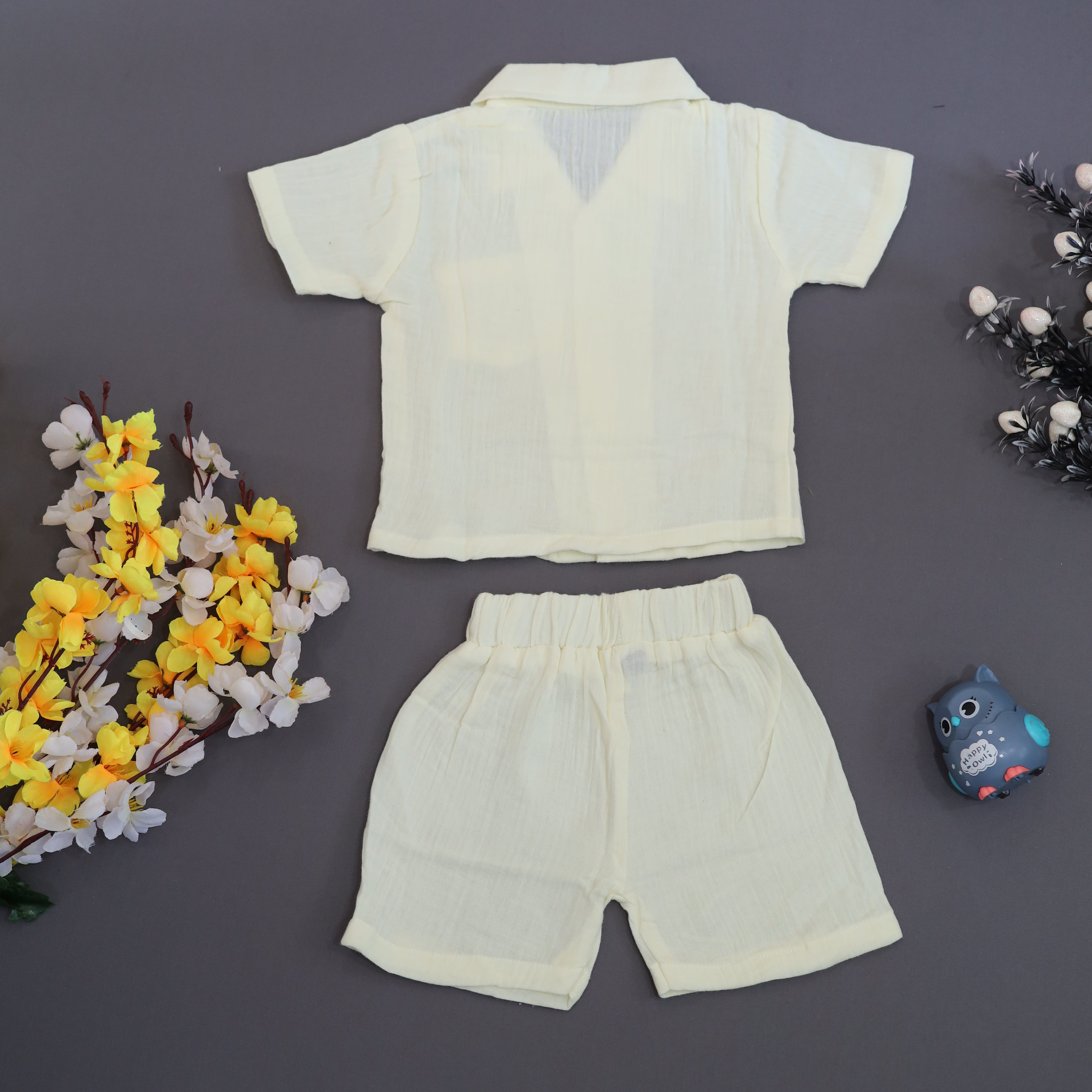 Kukus91 Kids Plain Muslin Shirt & Short