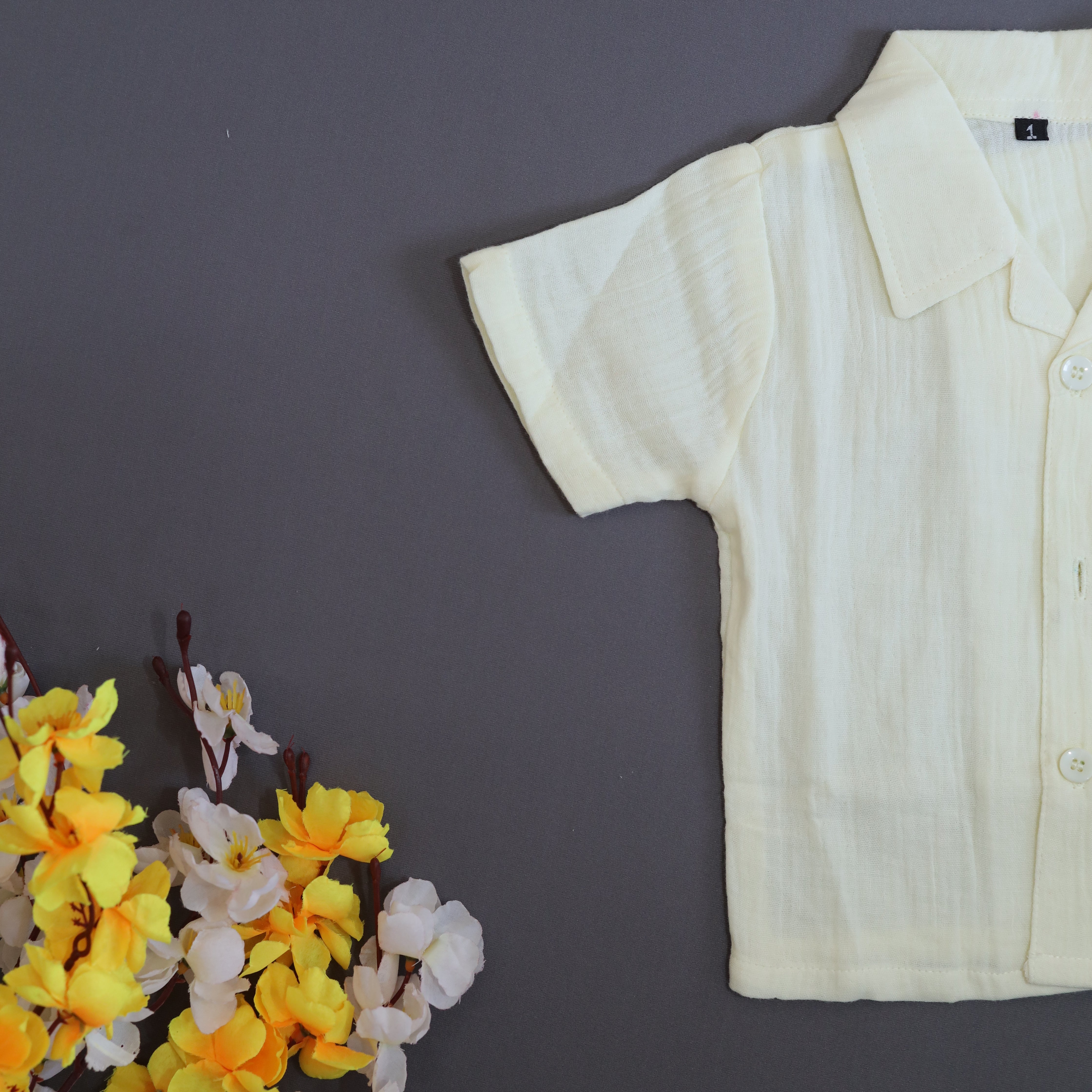 Kukus91 Kids Plain Muslin Shirt & Short