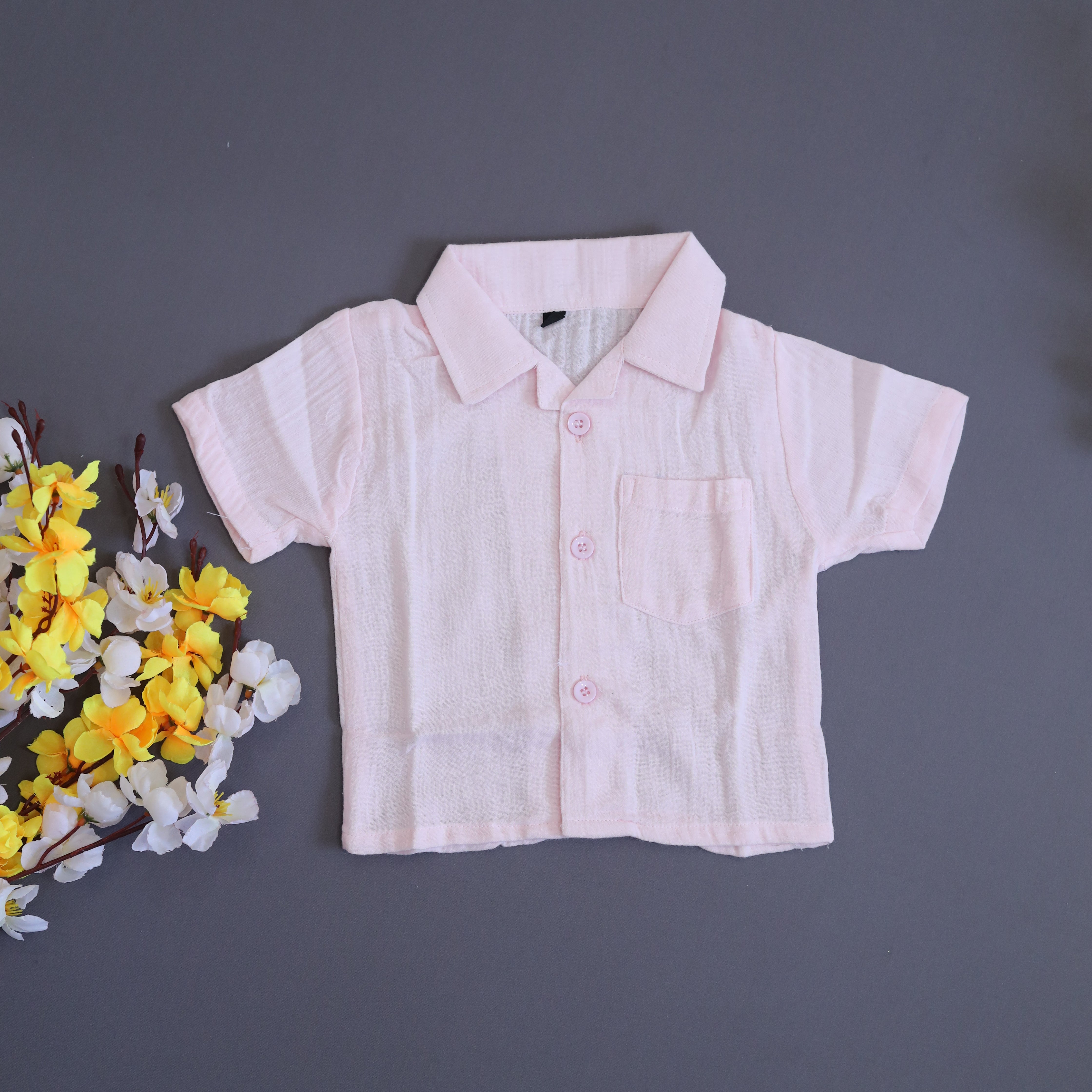 Kukus91 Kids Plain Muslin Shirt & Short