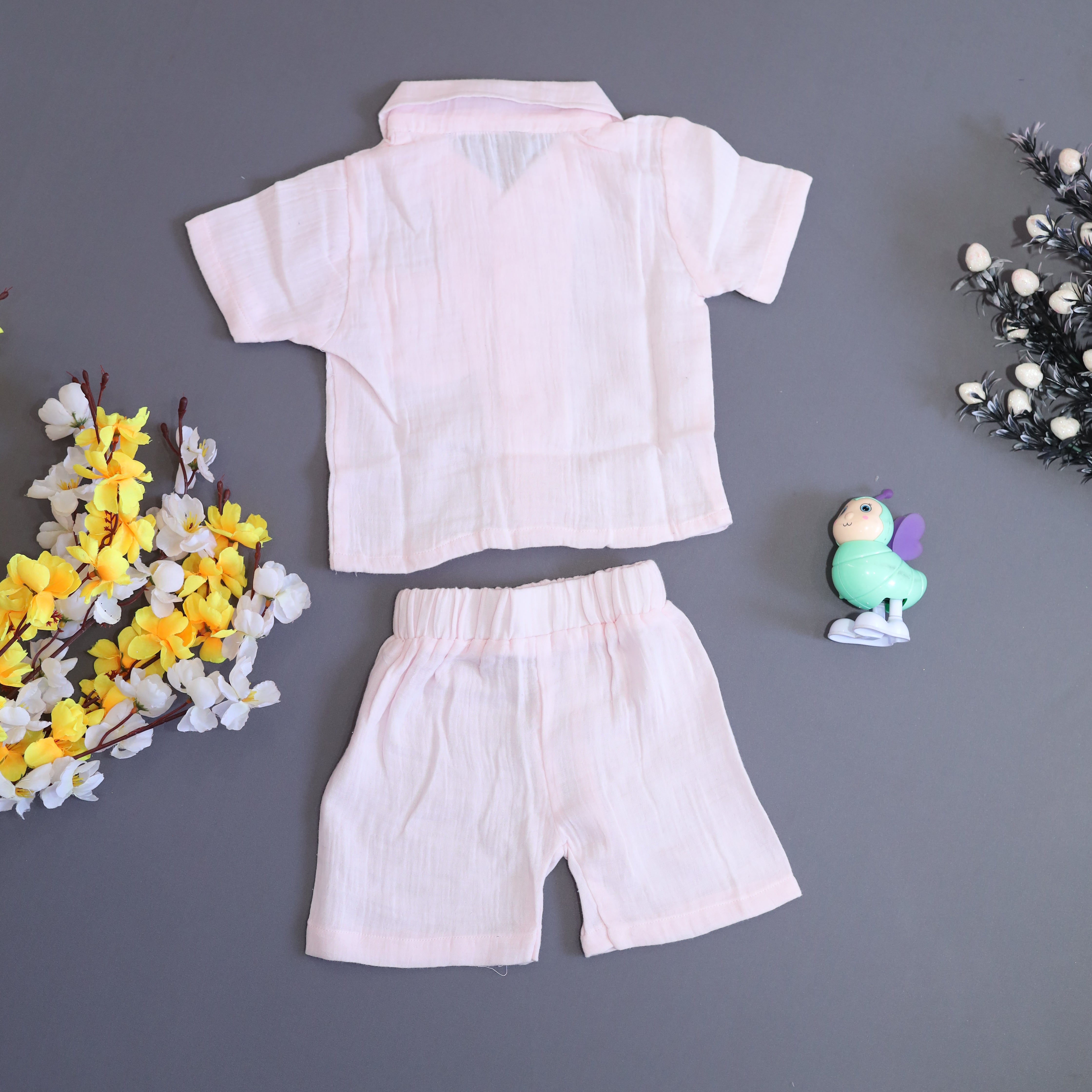 Kukus91 Kids Plain Muslin Shirt & Short