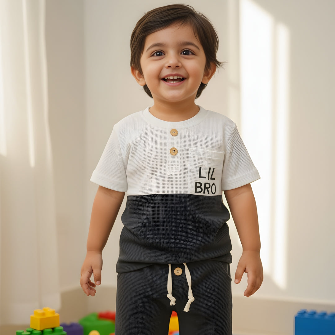 Lil Bro Waffle Cotton Co-Ord Set