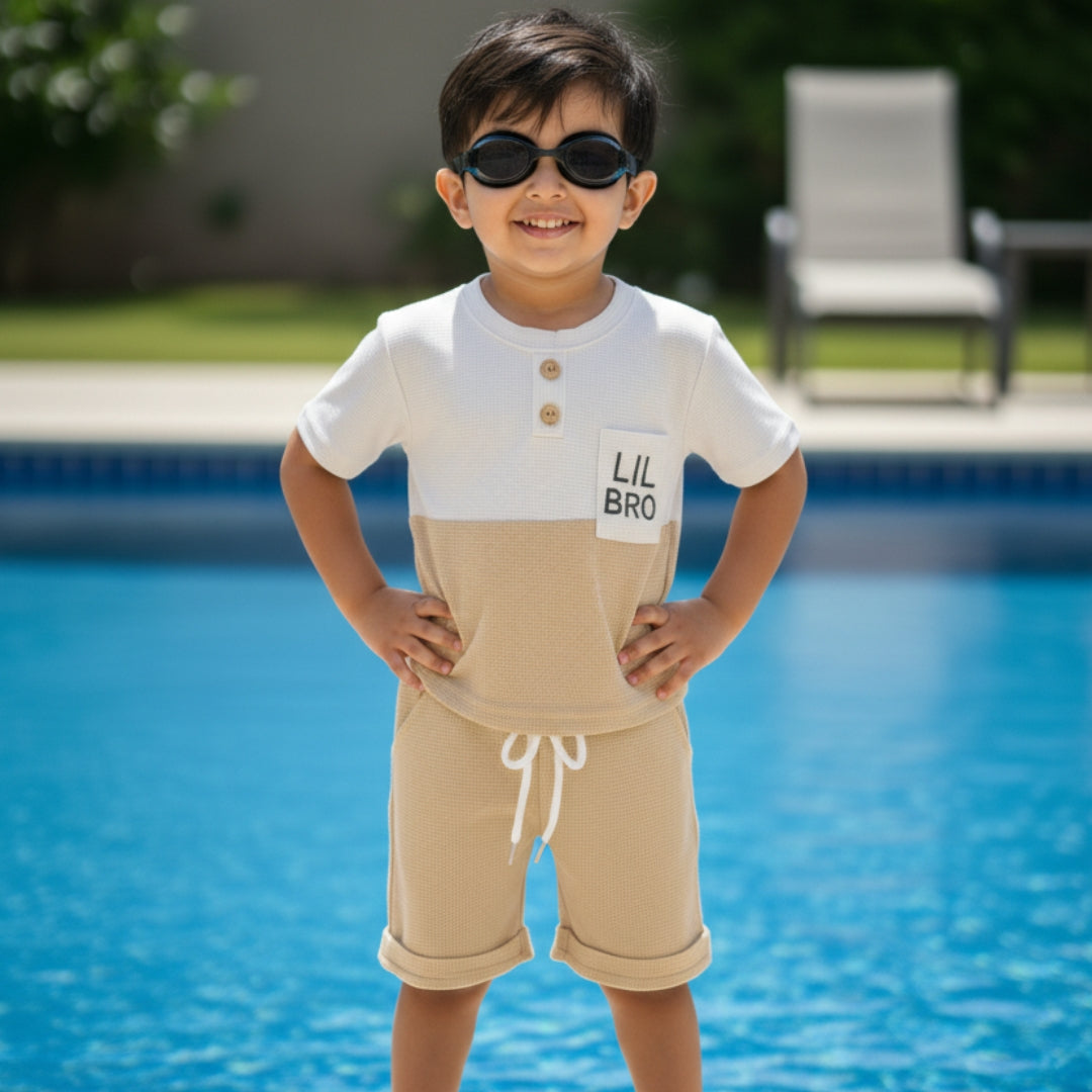 Lil Bro Waffle Cotton Co-Ord Set