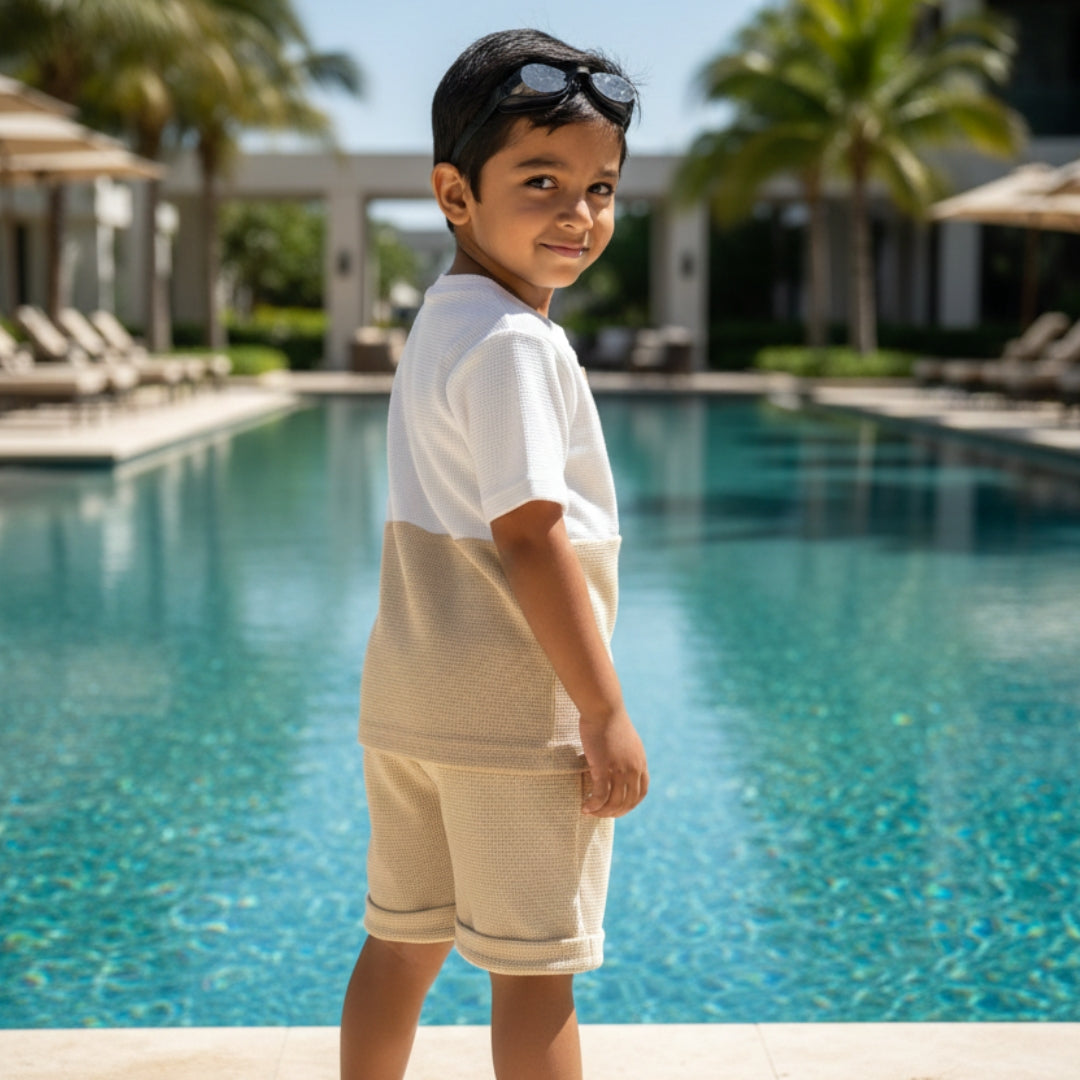 Lil Bro Waffle Cotton Co-Ord Set