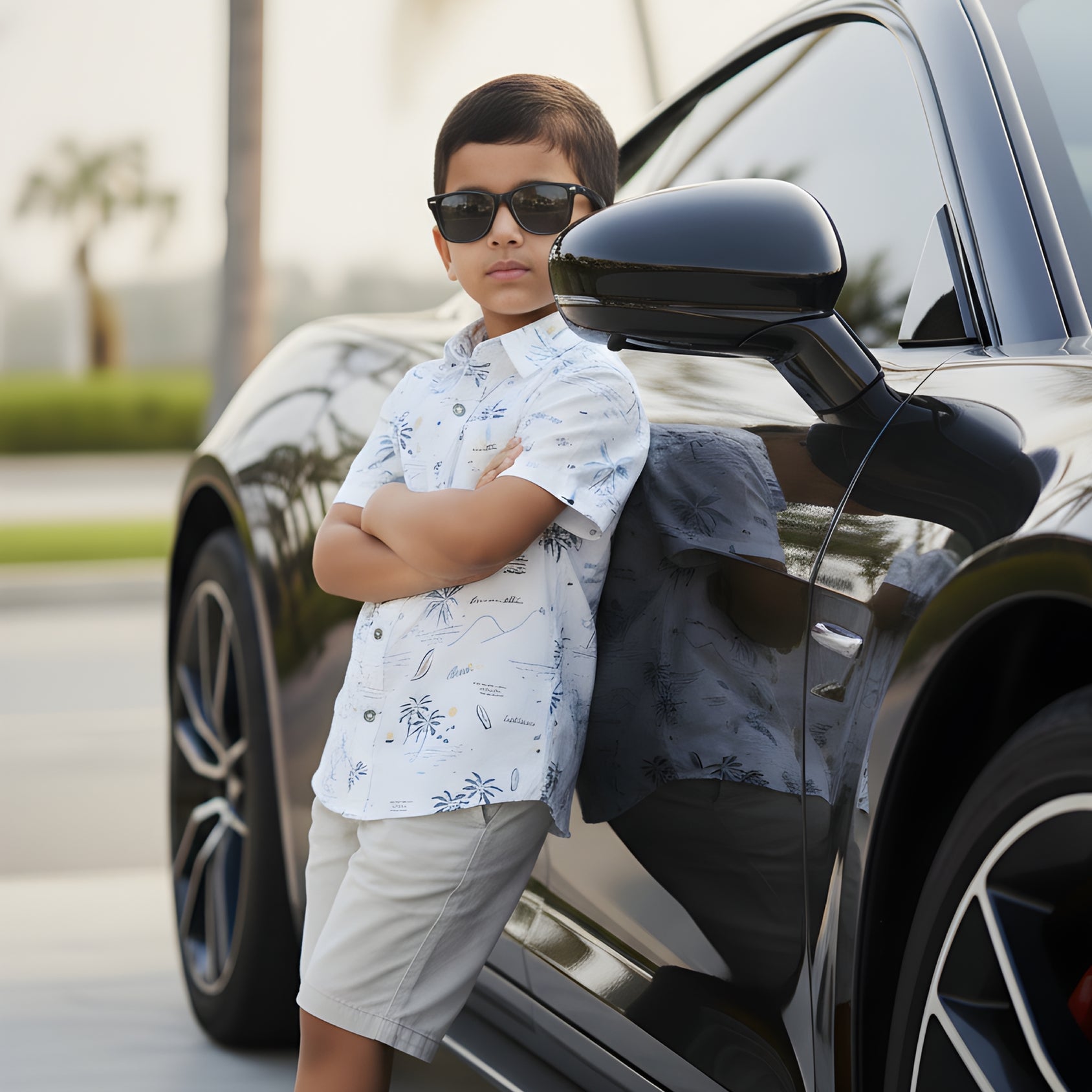 Boys Beach look White printed shirt