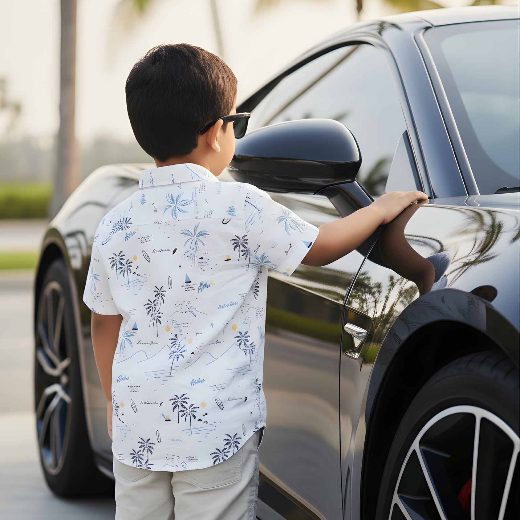 Boys Beach look White printed shirt