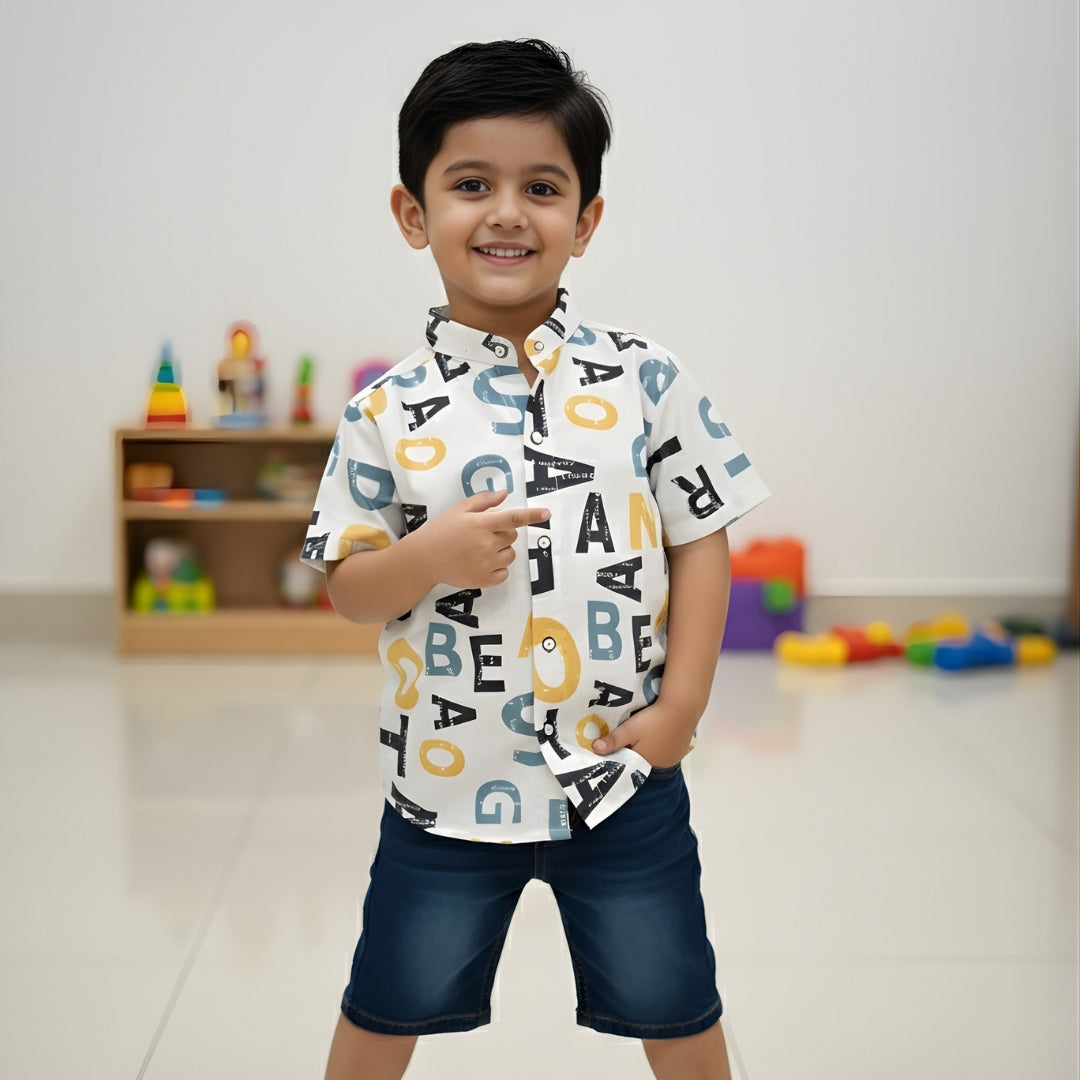 Alphabet Pop Cotton Blend Shirt