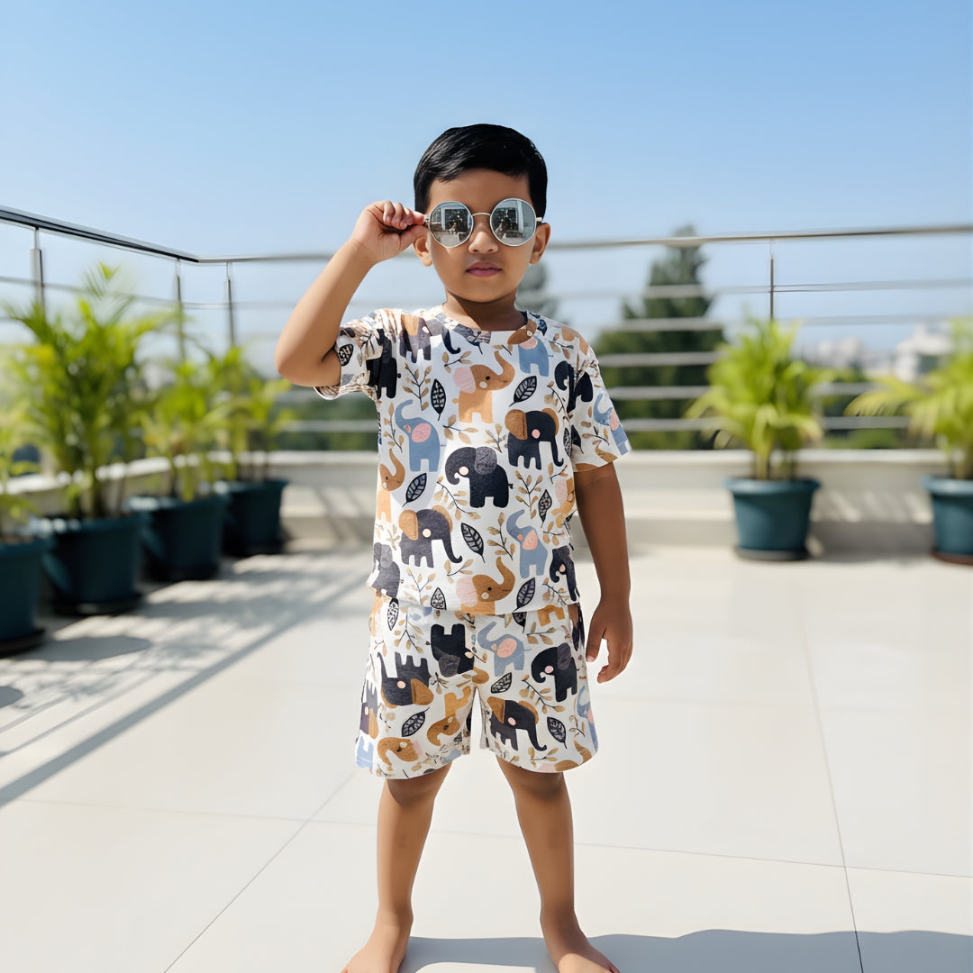 Summer Kids Unisex Co-Ord Set with Animal Print