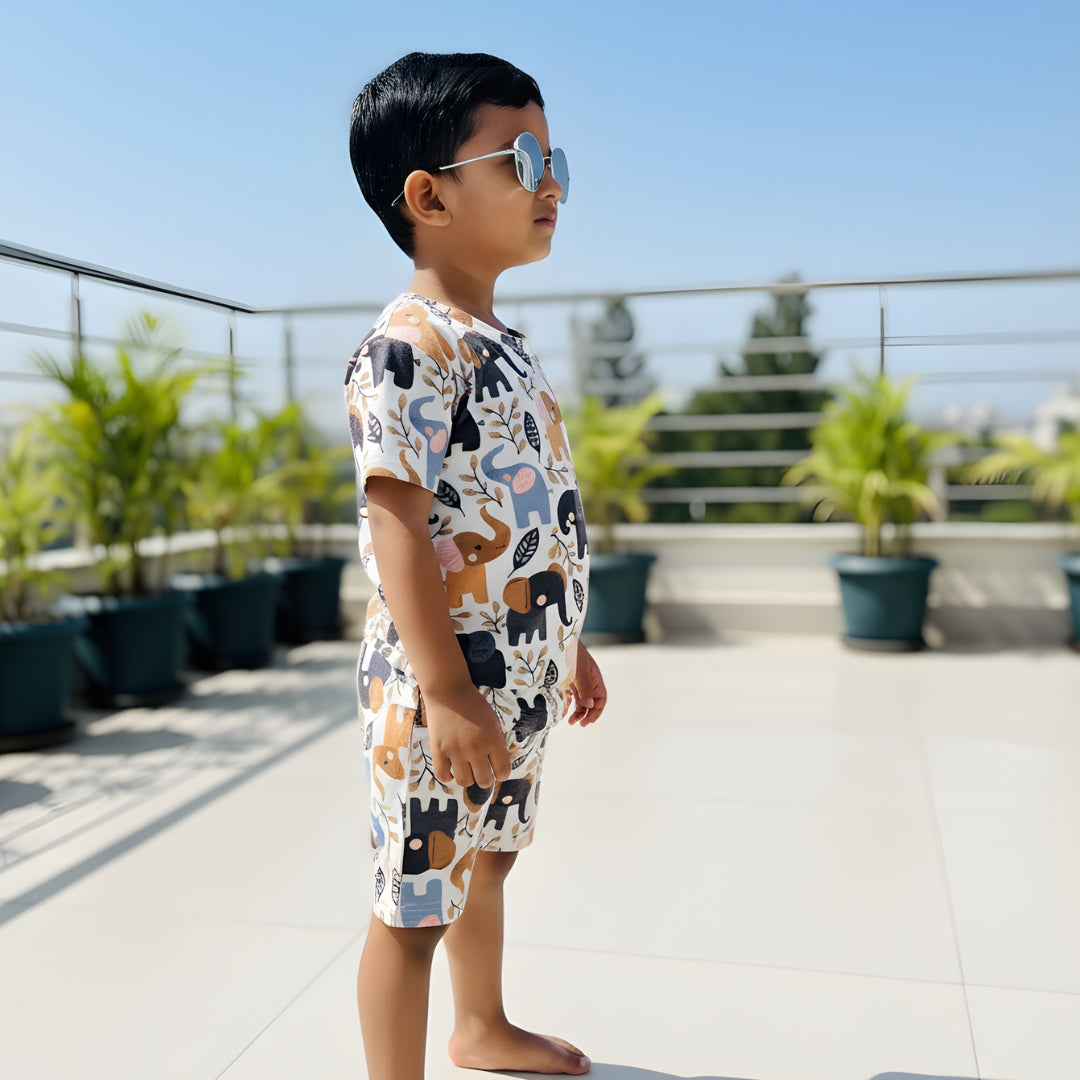 Summer Kids Unisex Co-Ord Set with Animal Print