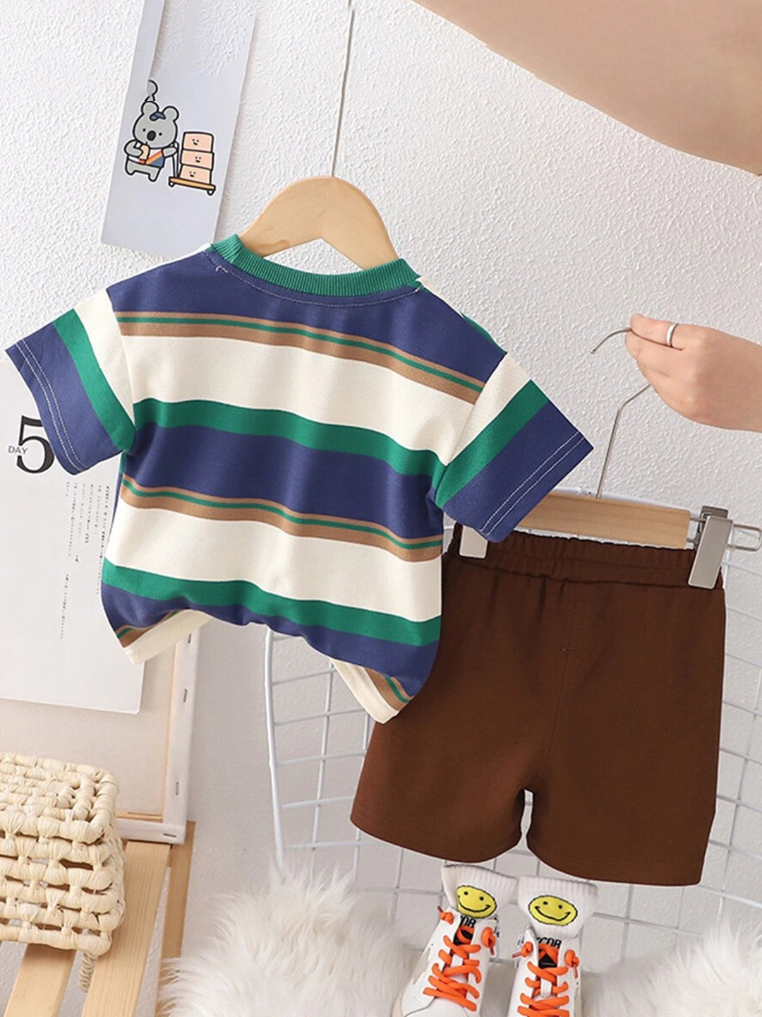 Premium Striped T-Shirt & Shorts Set for Boys