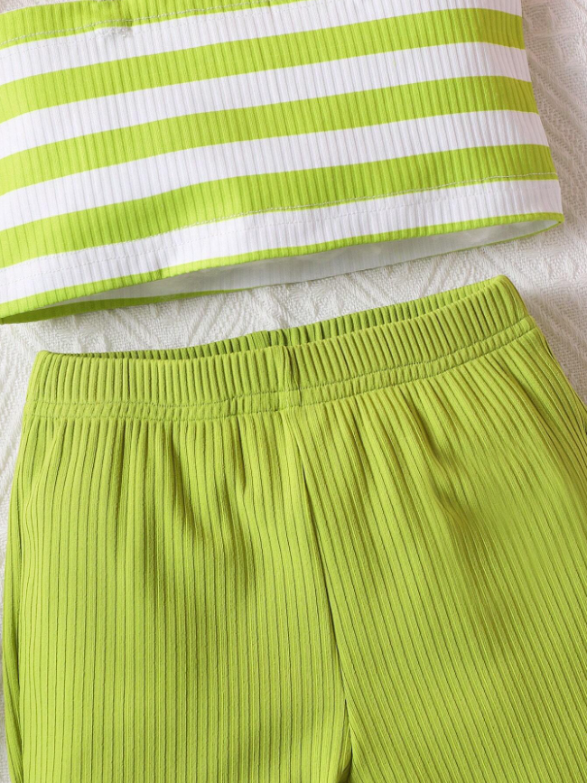 Girls Western Wear Stripe Tops & Bottom Set