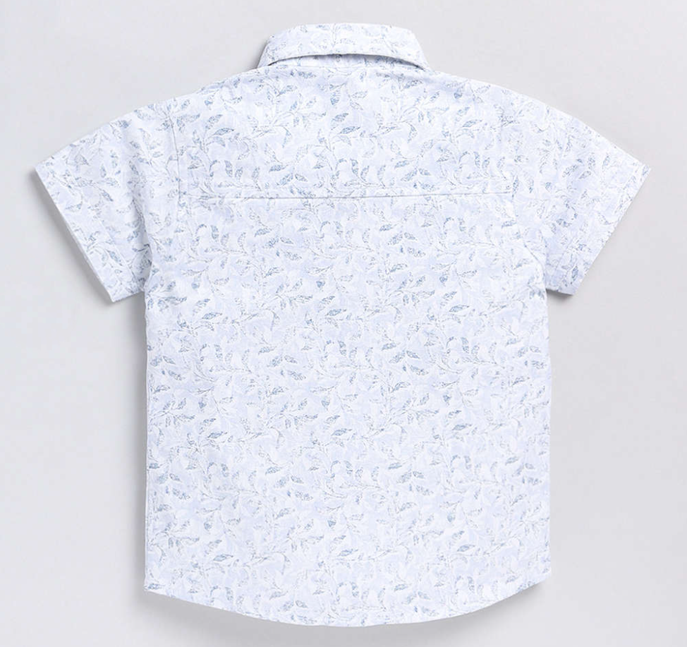 Kukus91 Boys White Printed Shirt with Short Pair set