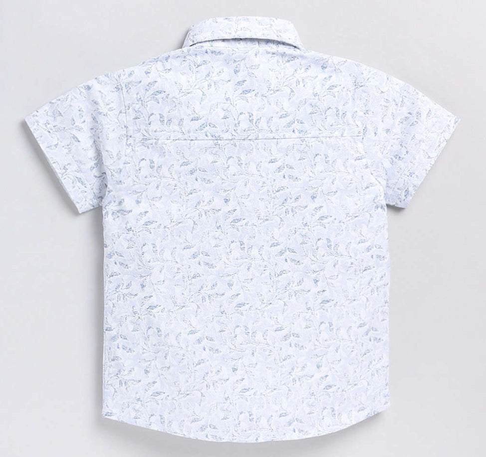 Kukus91 Boys White Printed Shirt with Short Pair set