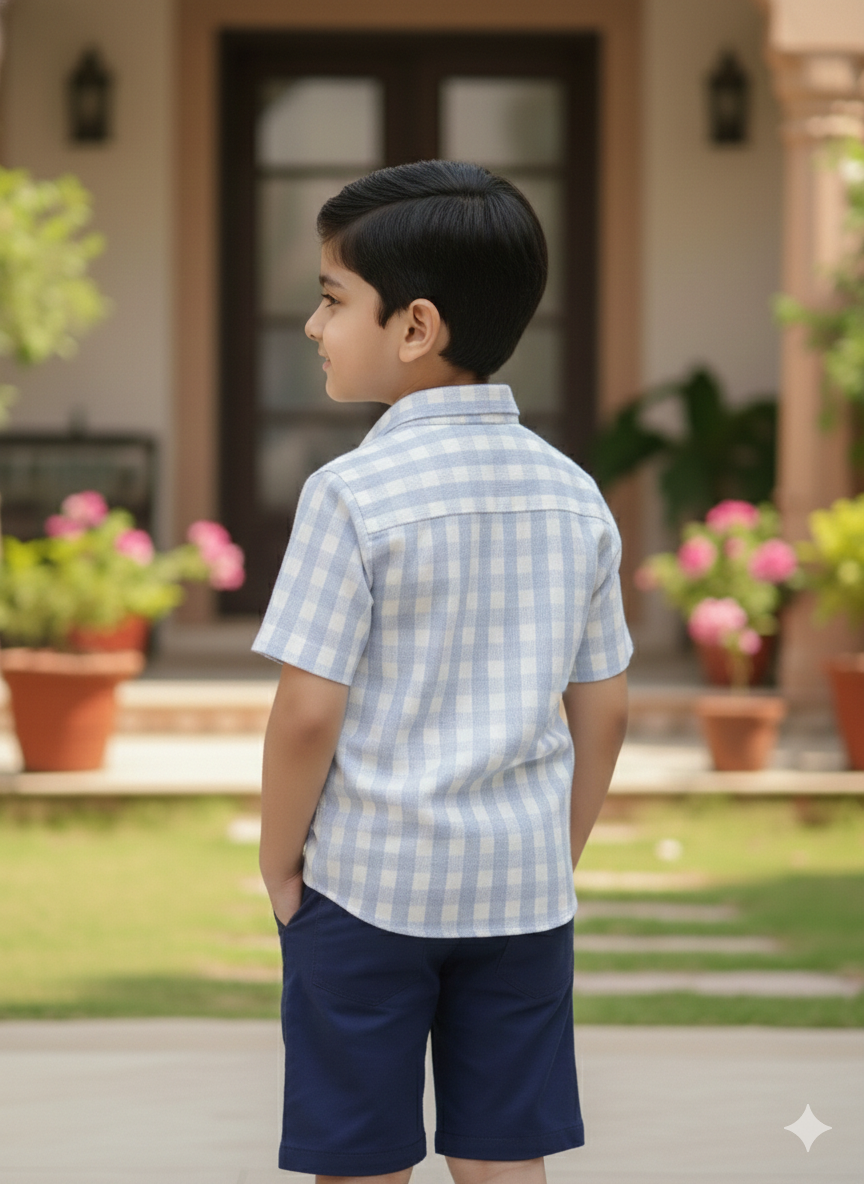 Kids Classic Blue Check Shirt
