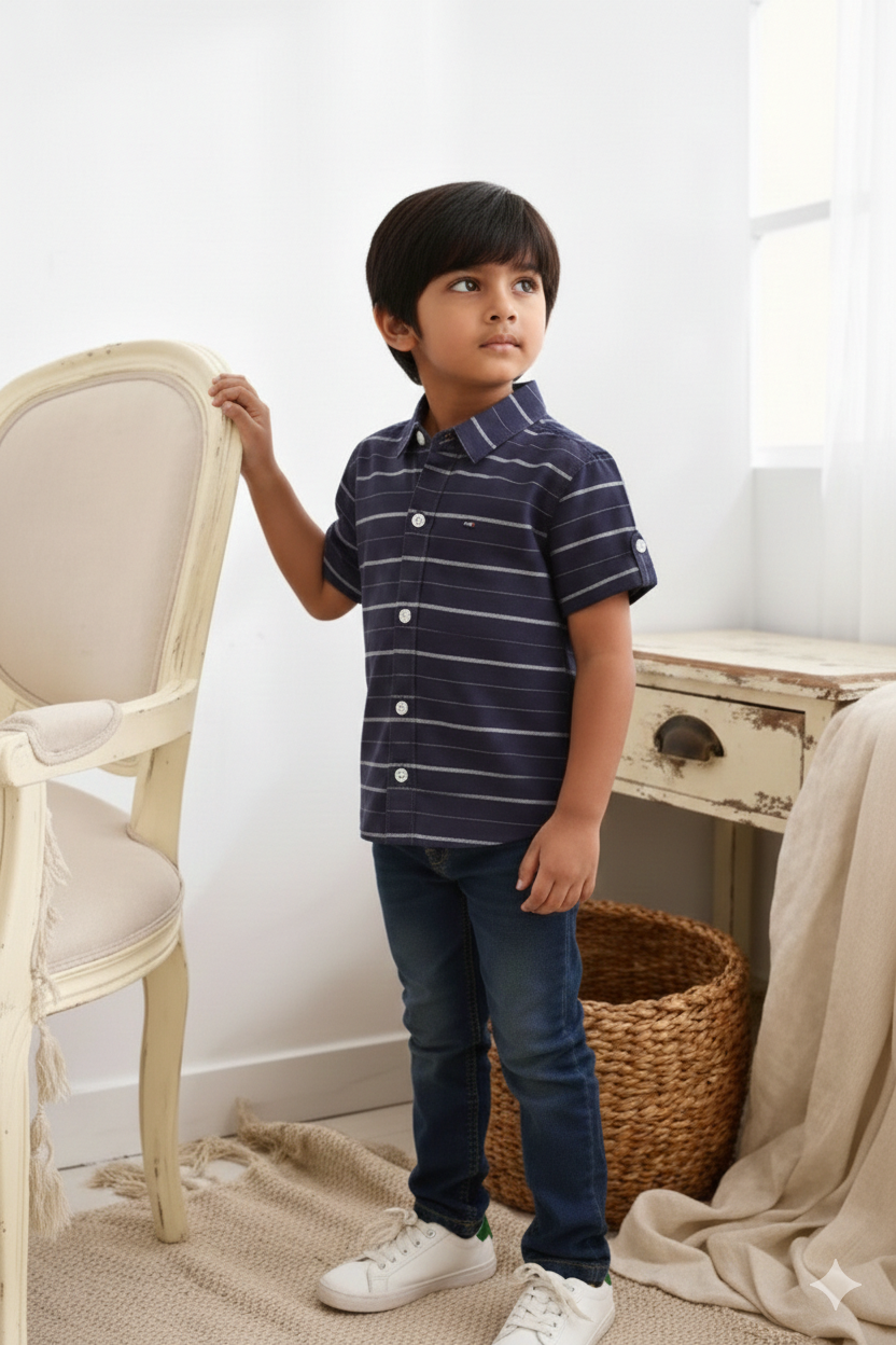 Boys Navy Blue Cotton shirt