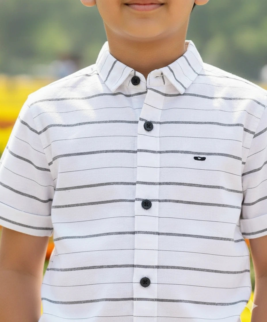 Boys White lining Cotton shirt