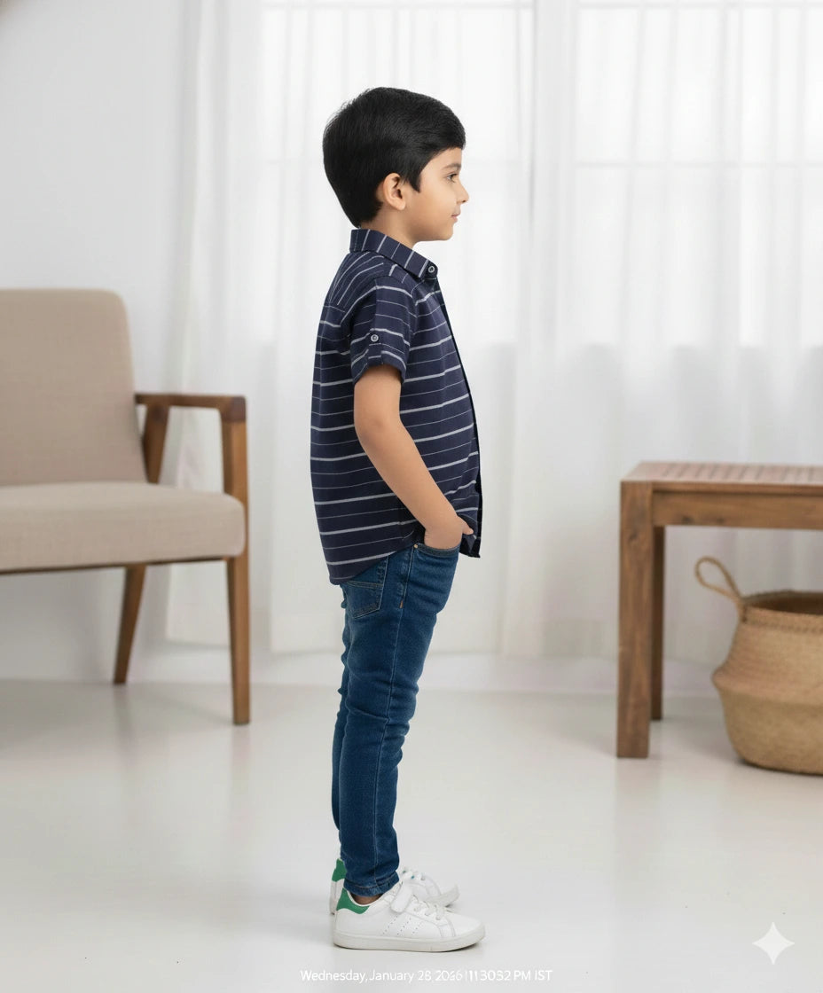 Boys Navy Blue Cotton shirt
