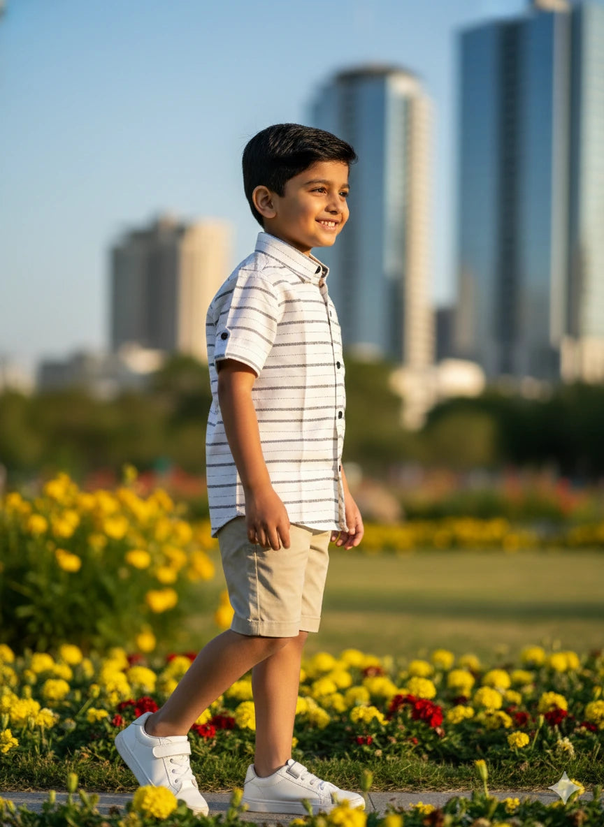 Boys White lining Cotton shirt