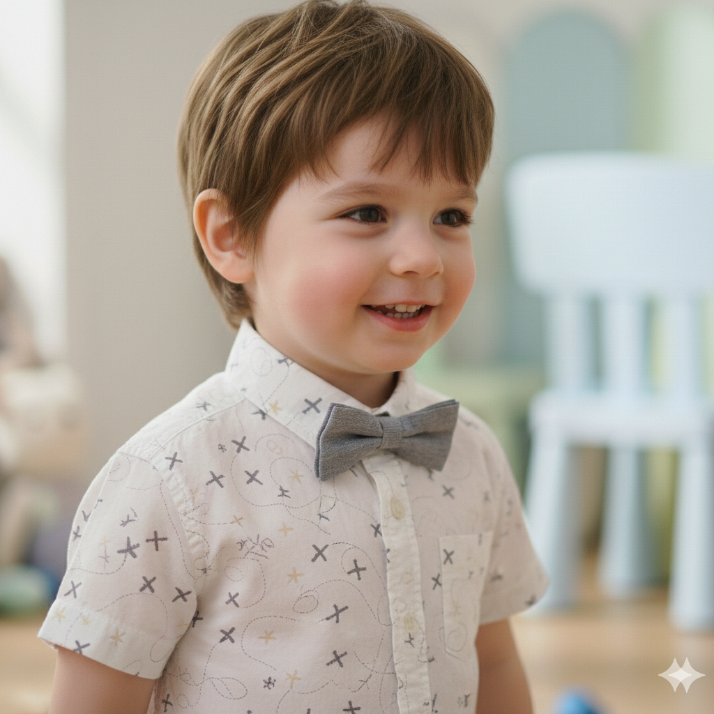 Boys white printed and Cream short pair set