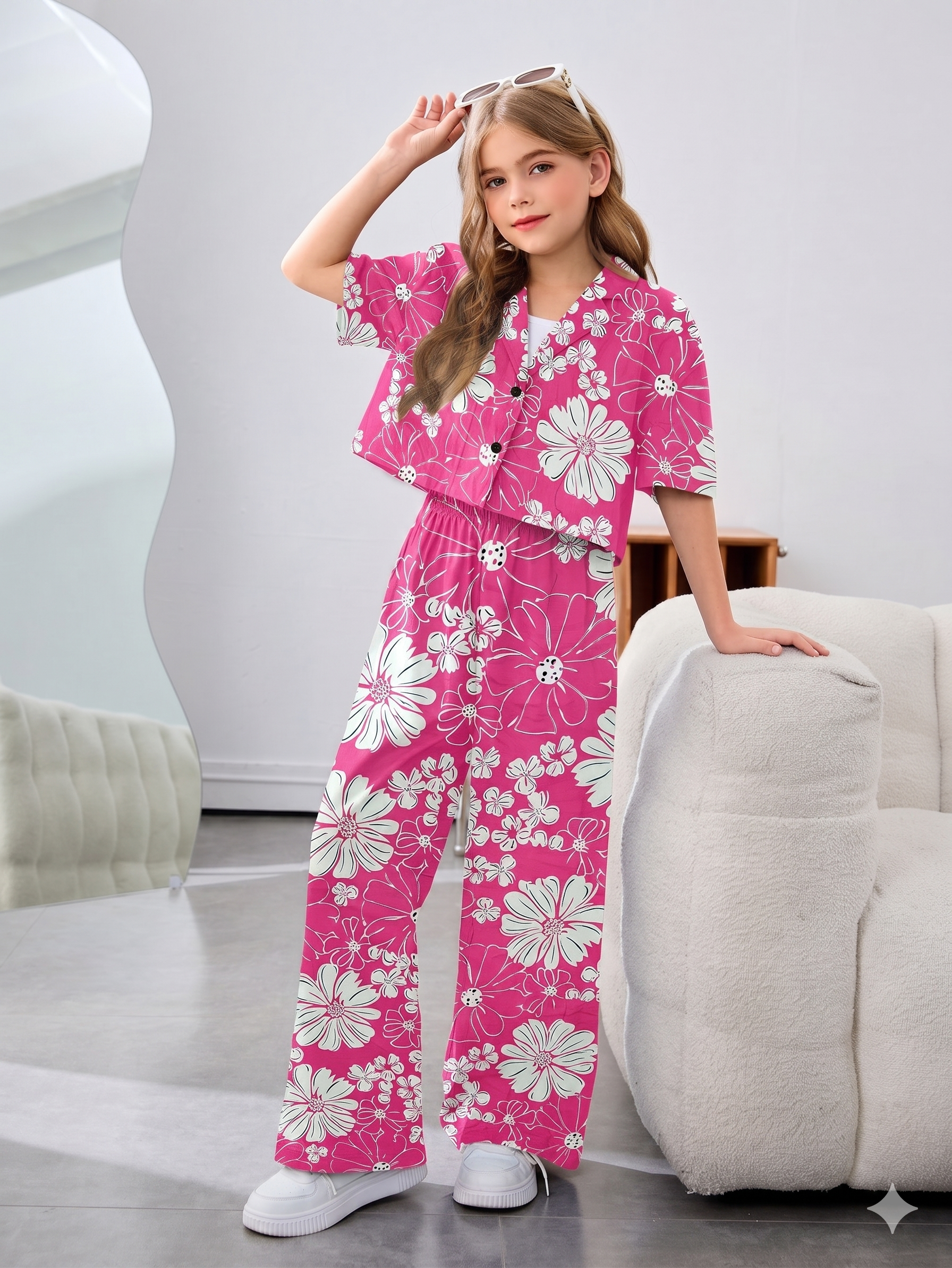 Girls Floral Printed Co-ord set