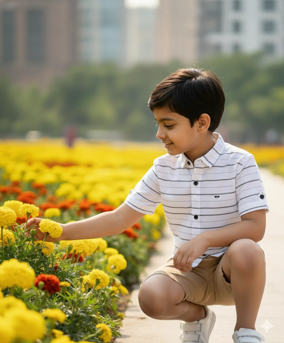 Boys White lining Cotton shirt