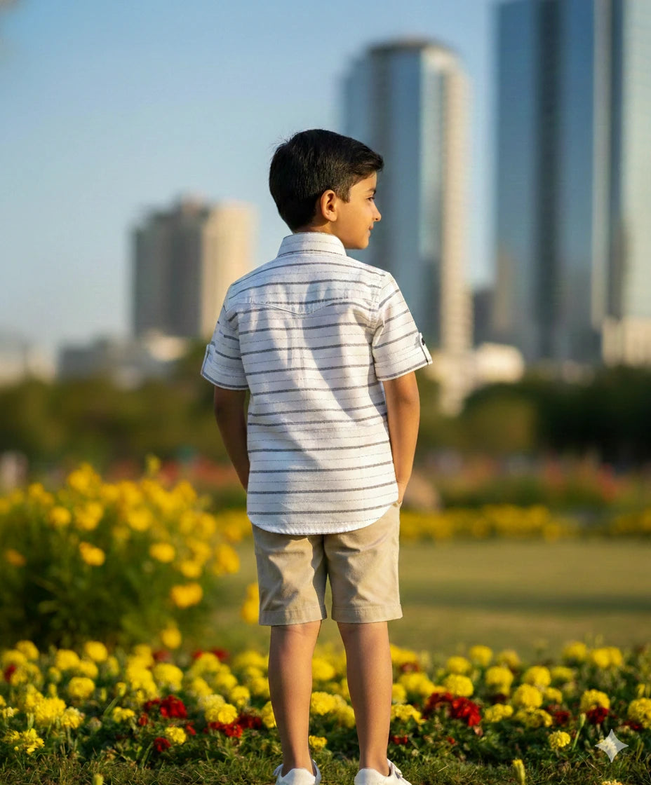 Boys White lining Cotton shirt