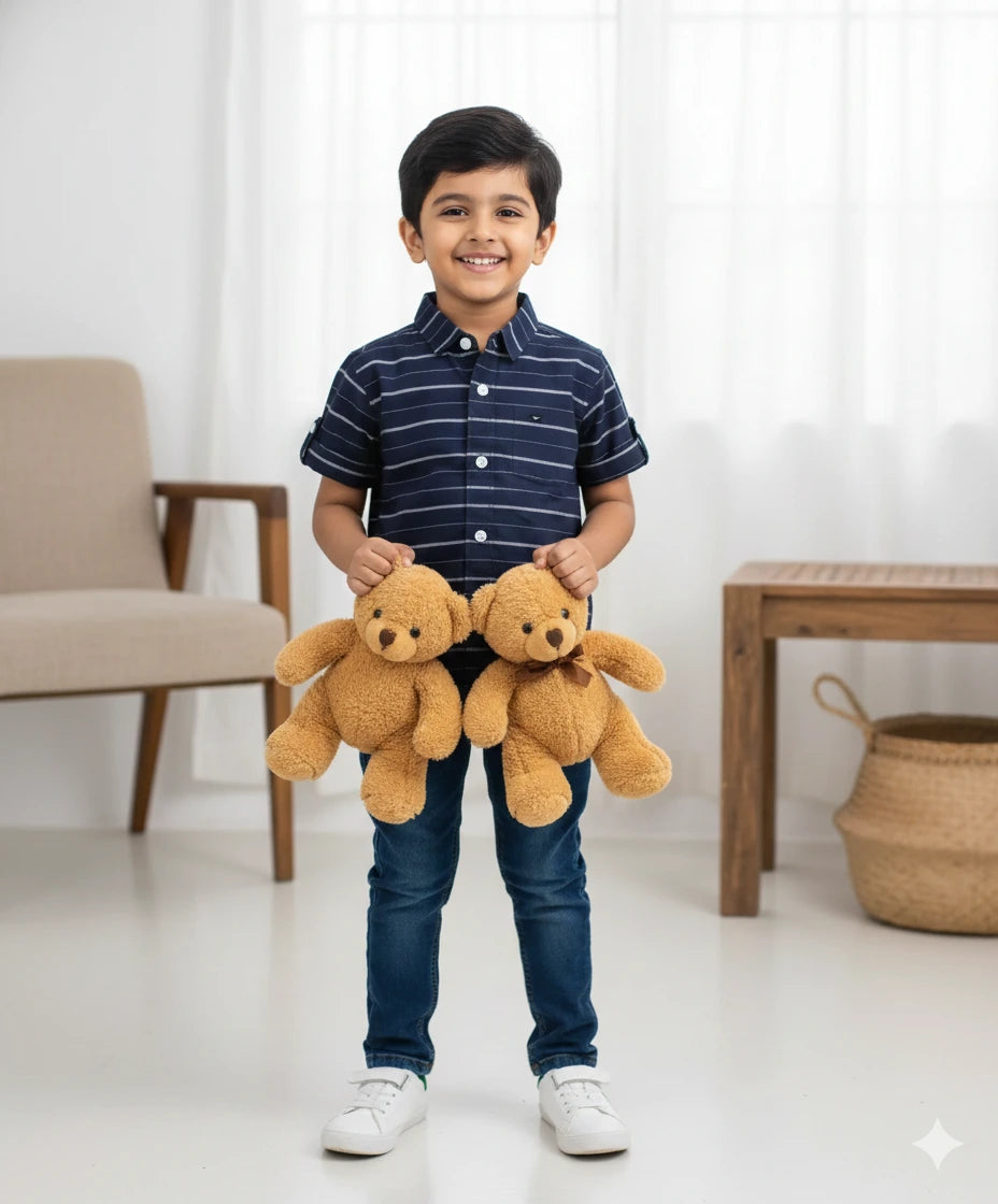 Boys Navy Blue Cotton shirt