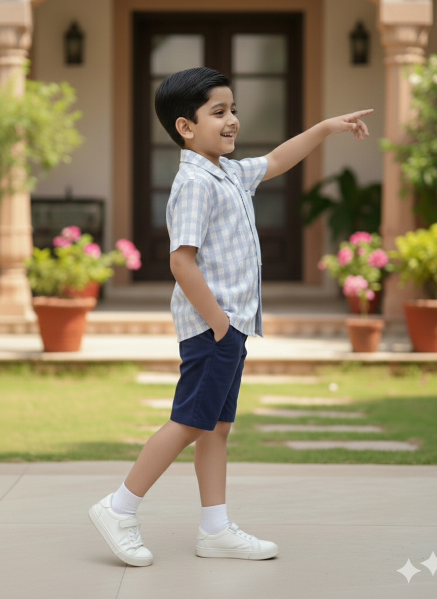 Kids Classic Blue Check Shirt