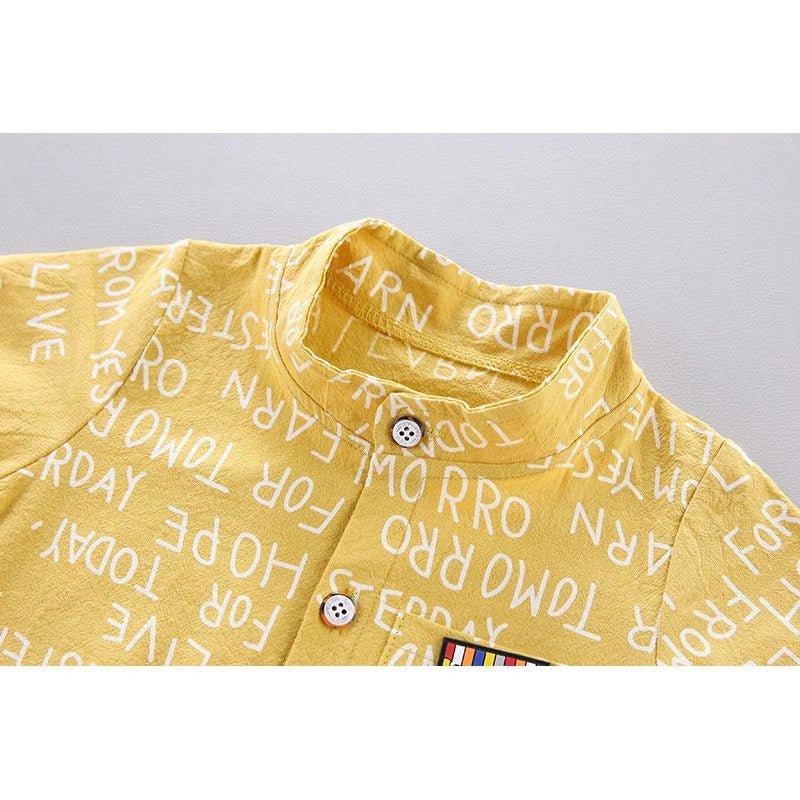 Kukus91 Boy Alphabet Yellow Shirt with Short Pair Set