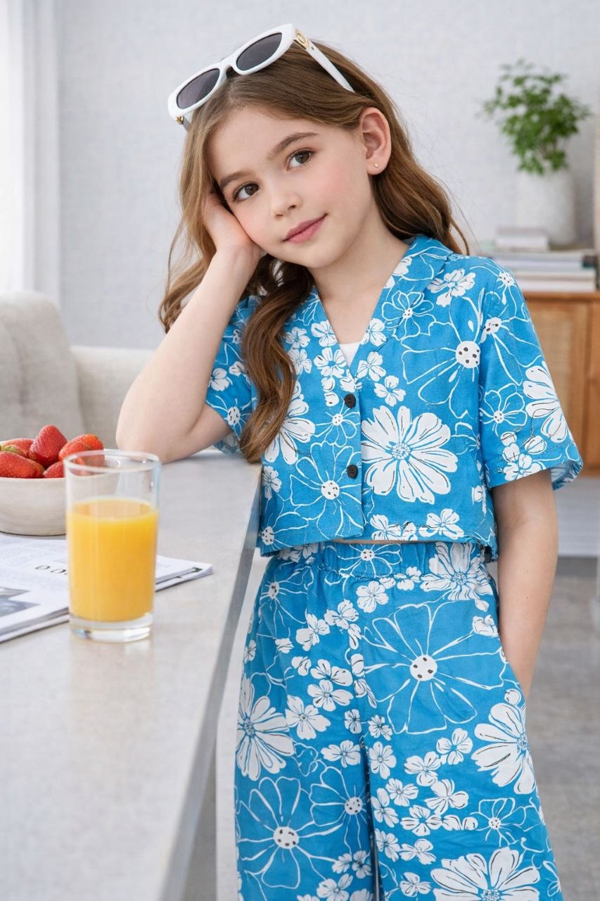 Girls Floral Printed Co-ord set