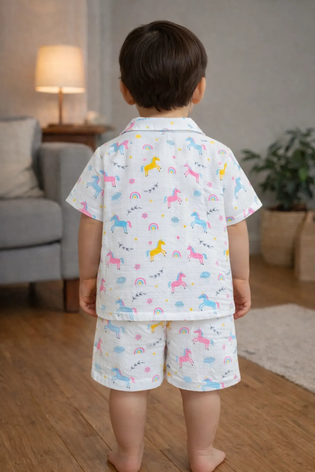 Summer Unicorn Dreams Pure Muslin Set (Shirt & Shorts)