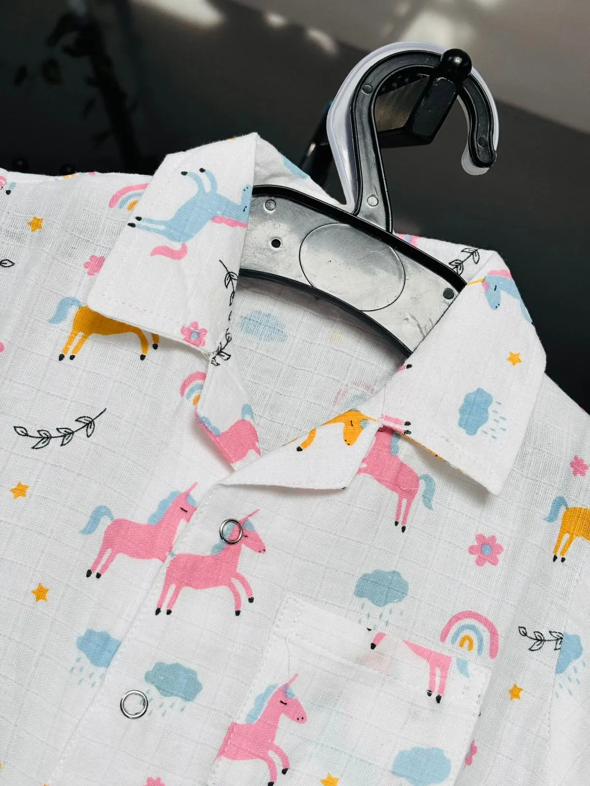 Summer Unicorn Dreams Pure Muslin Set (Shirt & Shorts)