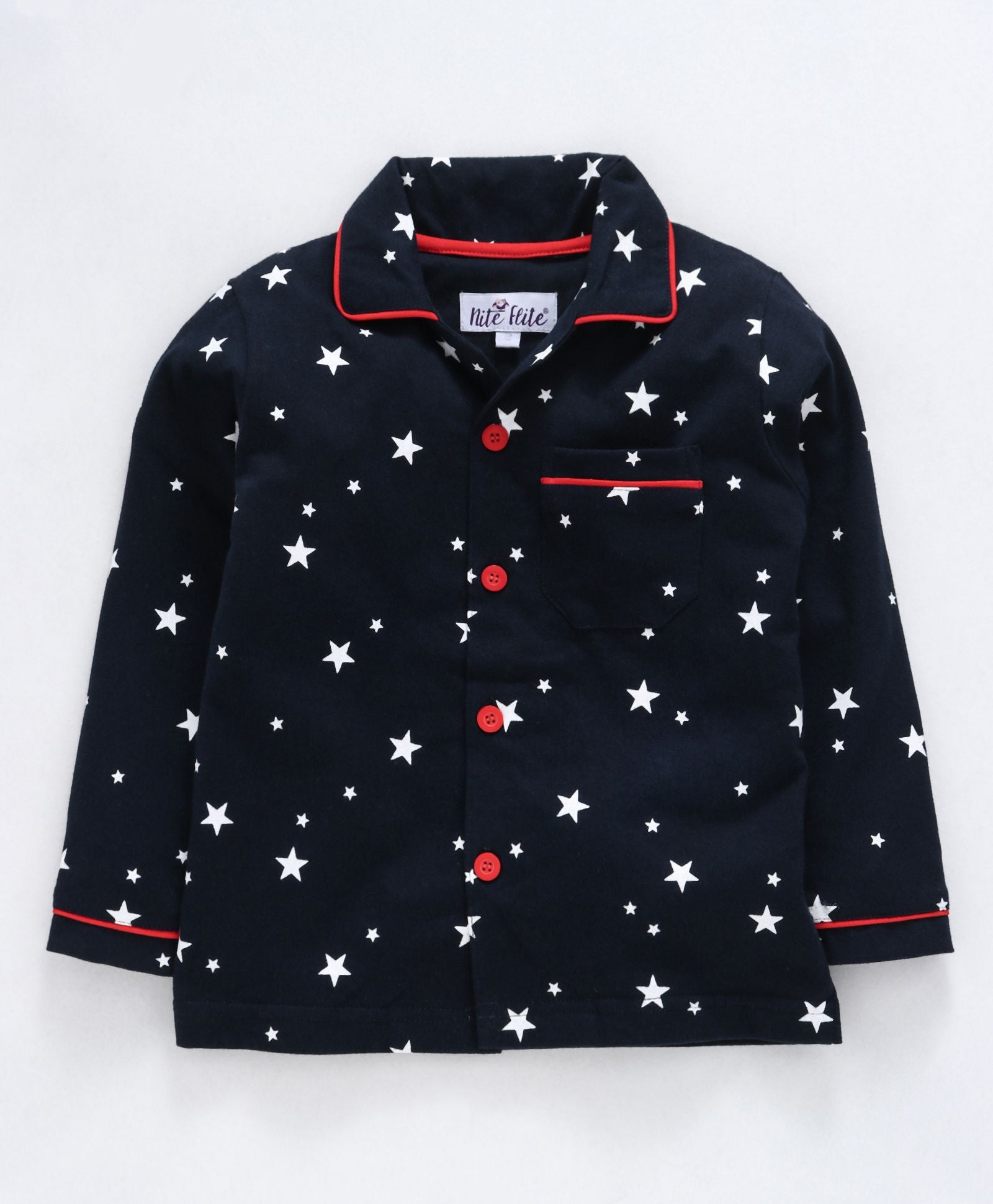 Kukus91 Girls White star Night suit pair