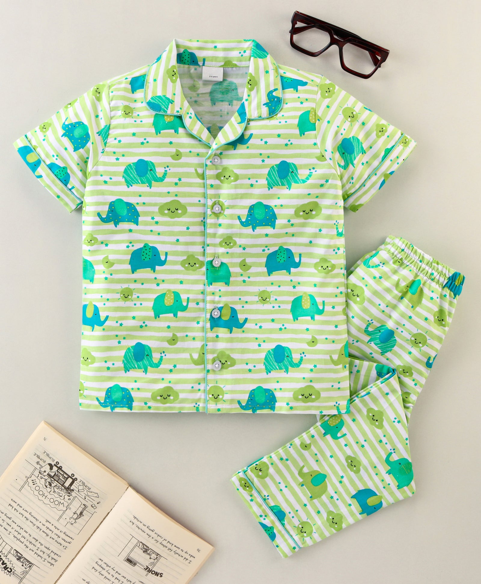 Kukus91 Baby girls Hathi design Night suit Set