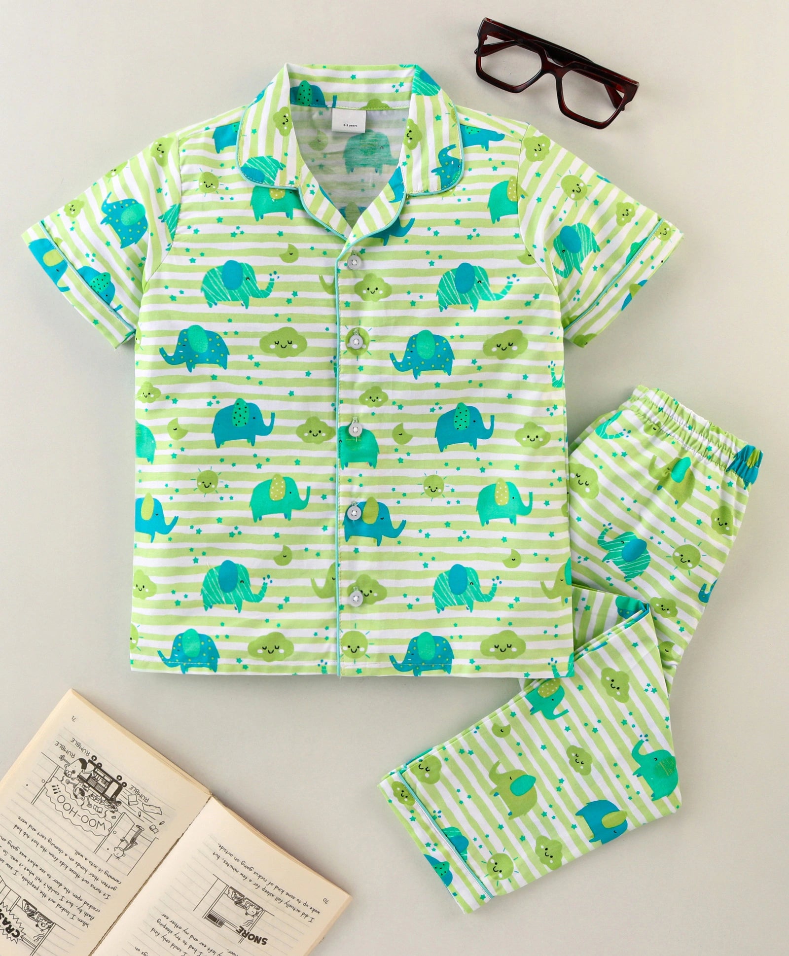 Kukus91 Baby girls Hathi design Night suit Set