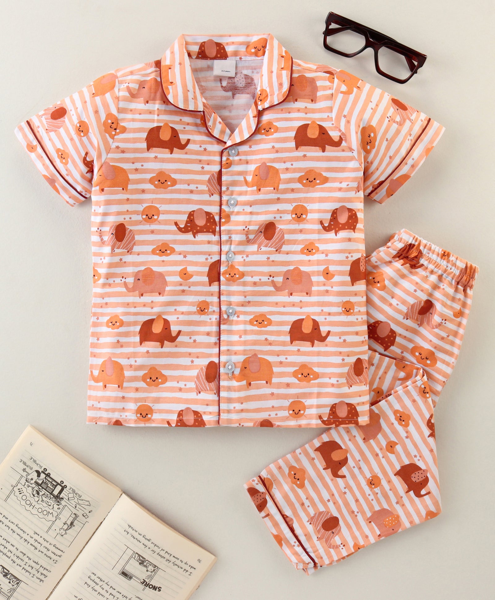 Kukus91 Baby girls Hathi design Night suit Set