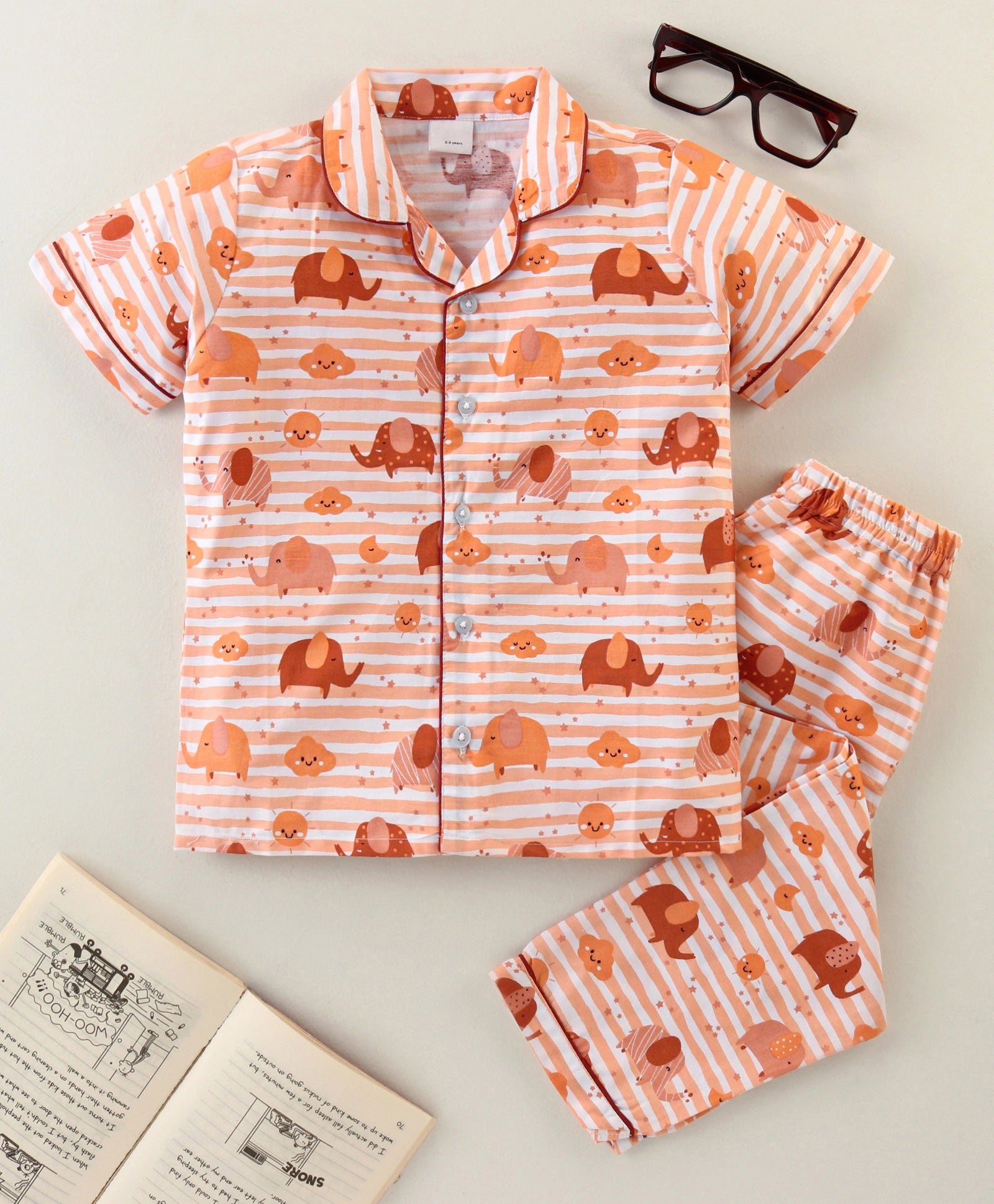 Kukus91 Baby girls Hathi design Night suit Set