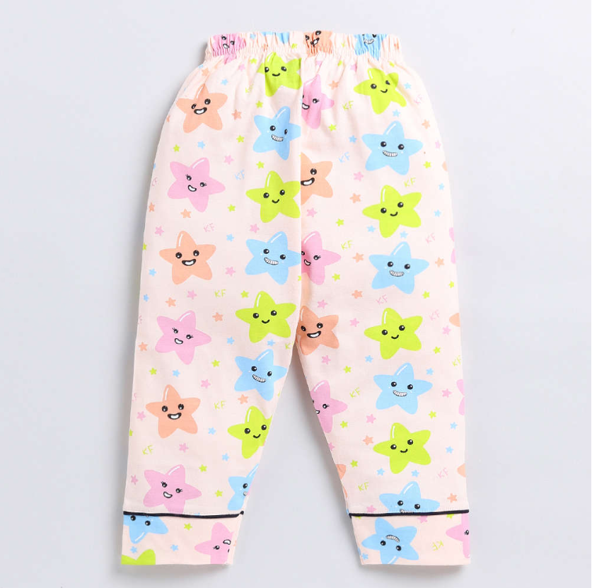 Kukus91 Girls Smiley star Night suit Pair