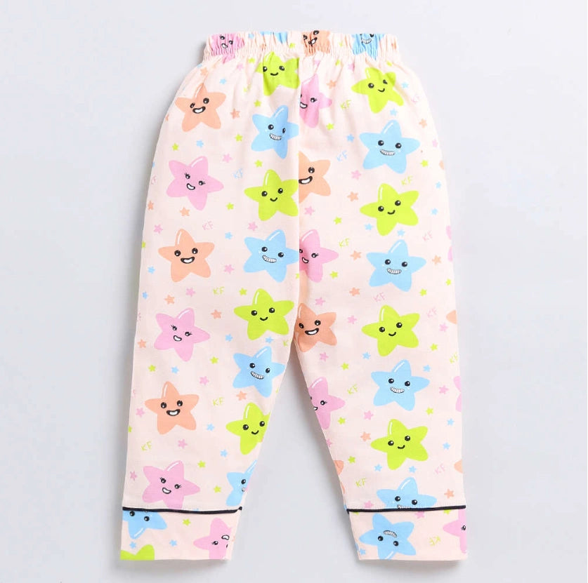 Kukus91 Girls Smiley star Night suit Pair