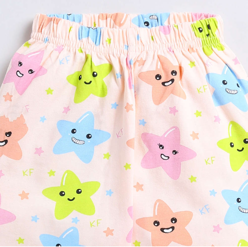 Kukus91 Girls Smiley star Night suit Pair
