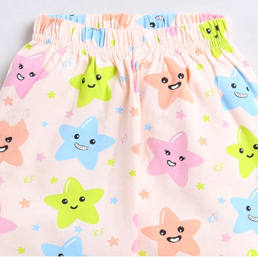 Kukus91 Girls Smiley star Night suit Pair