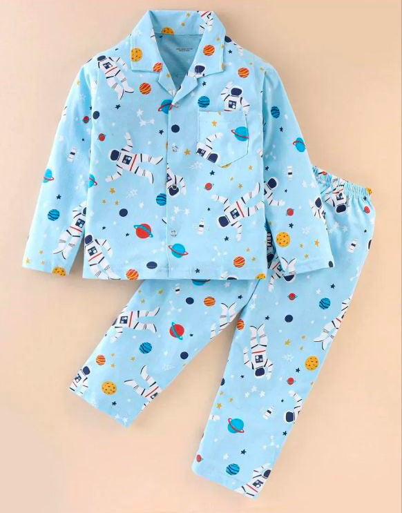 Kukus91 Kids Nasa Printed Unisex Night suit Set