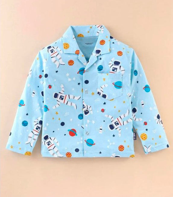 Kukus91 Kids Nasa Printed Unisex Night suit Set