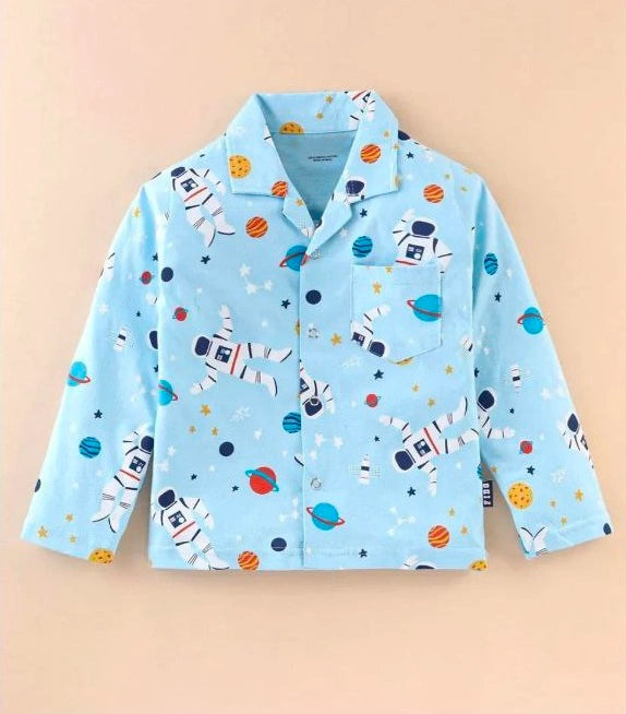 Kukus91 Kids Nasa Printed Unisex Night suit Set