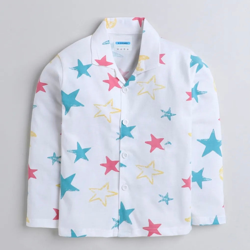 Kukus91 Baby white star Unisex Night suit Pair