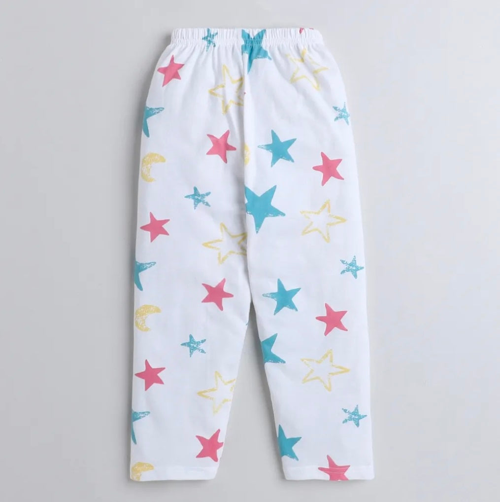 Kukus91 Baby white star Unisex Night suit Pair