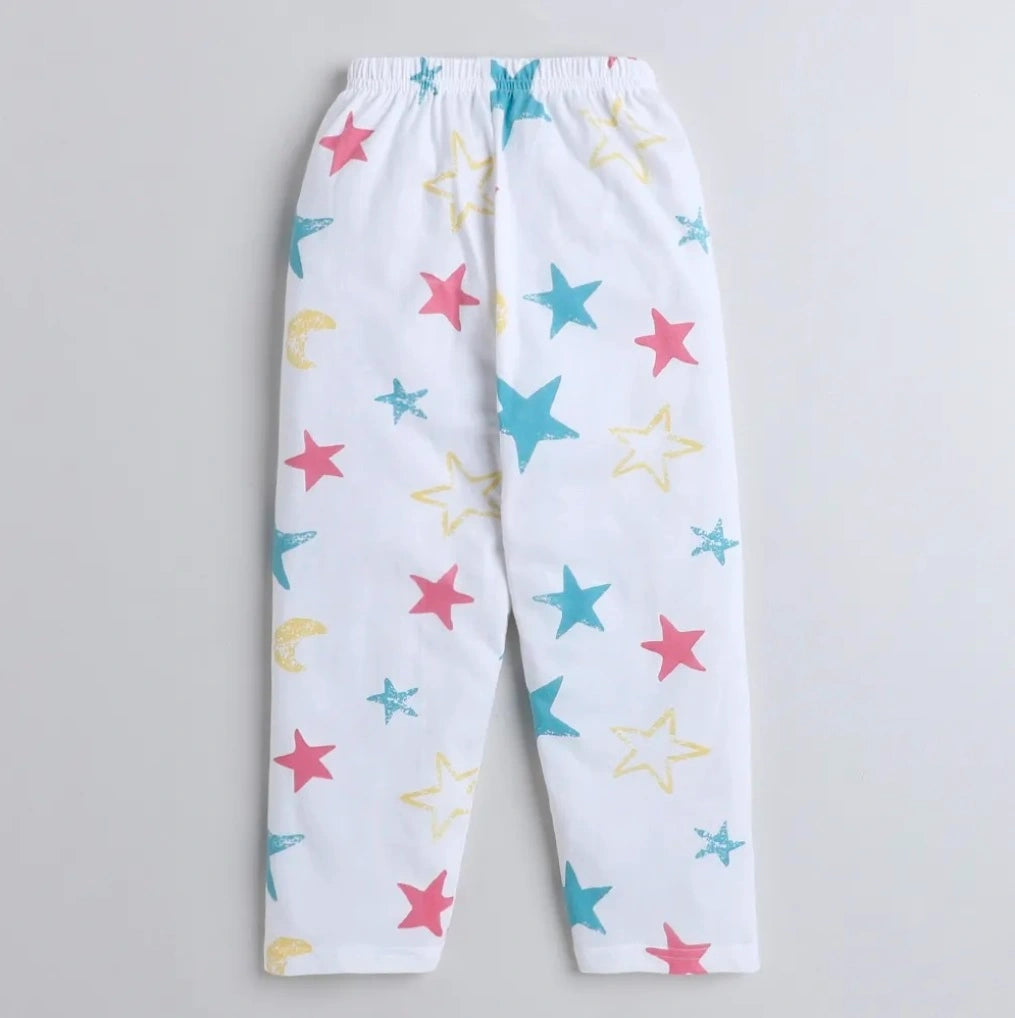 Kukus91 Baby white star Unisex Night suit Pair