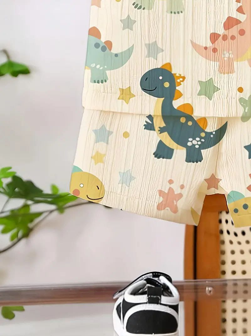 Kukus91 Boys Unisex Cotton Co-ord Set with Dinosaur Print