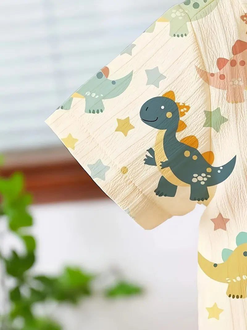 Kukus91 Boys Unisex Cotton Co-ord Set with Dinosaur Print