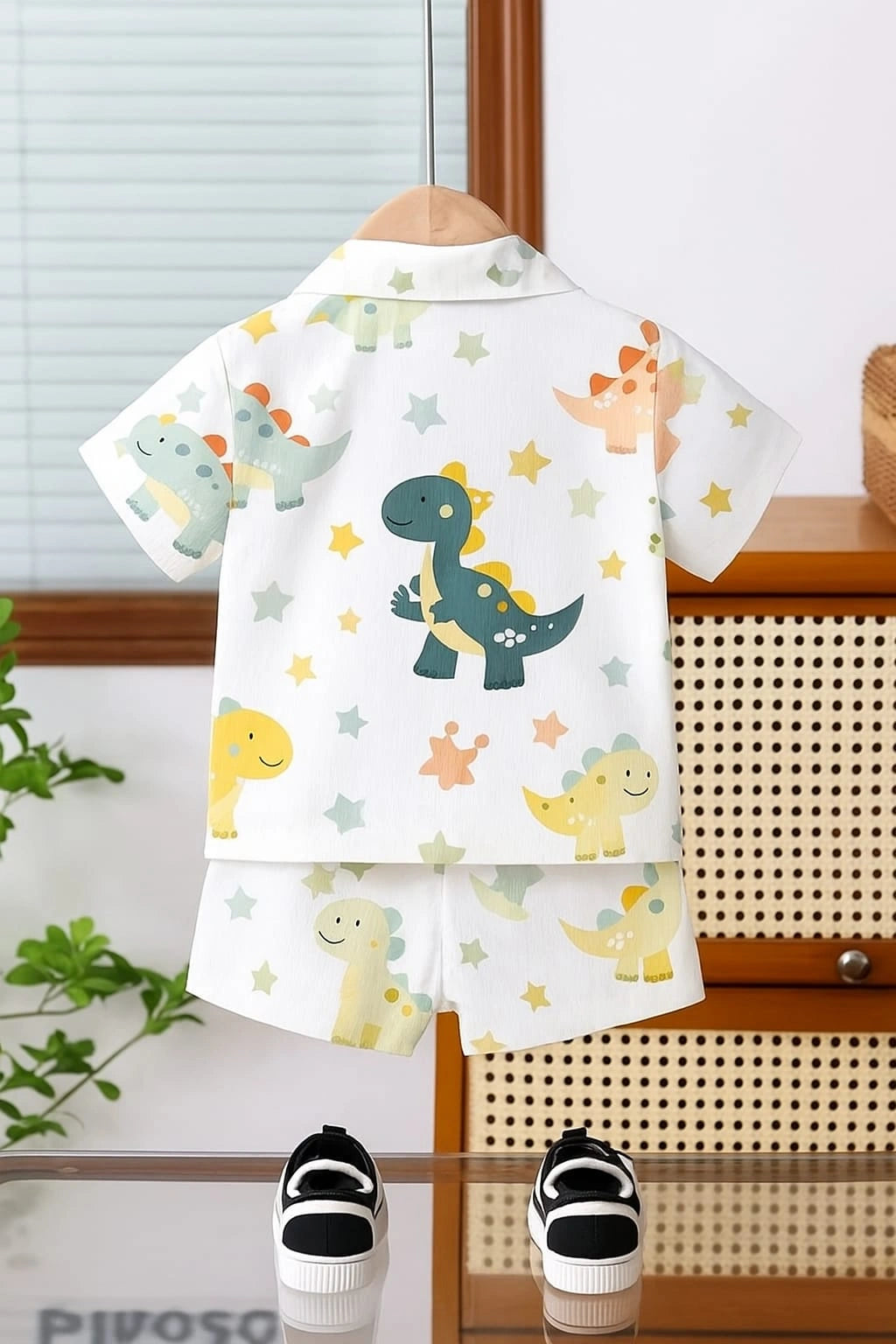 Kukus91 Boys Unisex Cotton Co-ord Set with Dinosaur Print